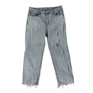 Girl Index Juniors High Rise Straight Leg Distressed Jeans - Light Wash- Size 13